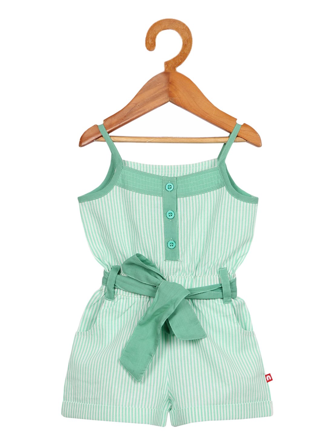 Organic Cotton Green Stripe Singlet Jumpsuit